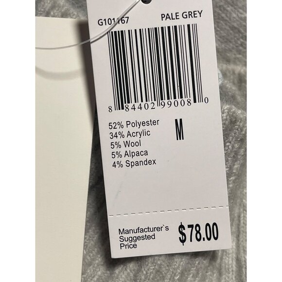 Magaschoni Alpaca Blend Turtleneck Sweater Womens M Pale Grey Ribbed Knit Cozy - Picture 8 of 8